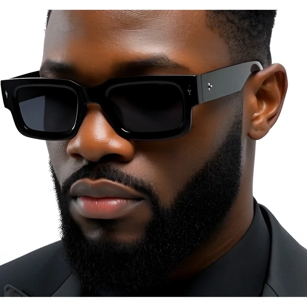 Square Frame Sunglasses for Men‎ Retro Black Sun Glasses Fashion Vintage Driving